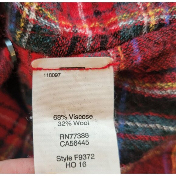 Madewell Red Tartan Plaid Button Up CENTRAL Shirt S Wool‎ Boyfriend Fit - Picture 5 of 8